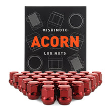 Load image into Gallery viewer, Mishimoto Steel Acorn Lug Nuts M14 x 1.5 - 32pc Set - Red-Lug Nuts-Mishimoto