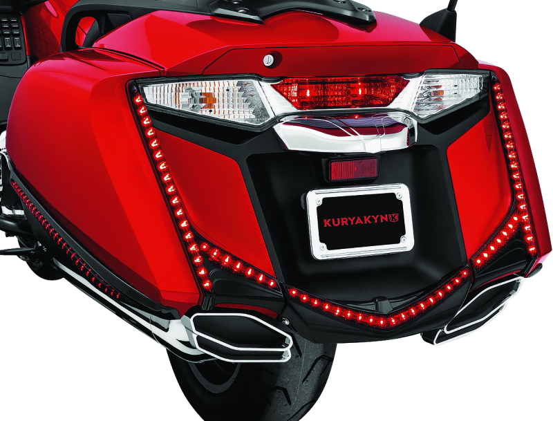 KUR3247-Kuryakyn L.E.D. Vertical Rear Light Strips 12-17 GL1800 Gloss Black Smoke Lens-Light Bars & Cubes-Kuryakyn