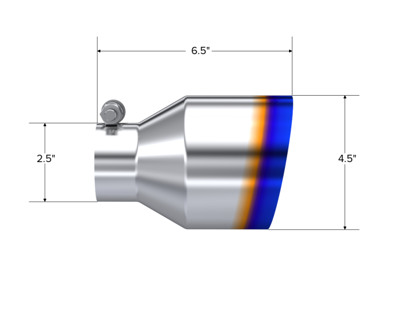 MBRPT5191BE-MBRP Universal Burnt SS Tip 2.5in ID / 4.5in OD Out / 6.5in Length Angle Cut Single Wall-Tips-MBRP