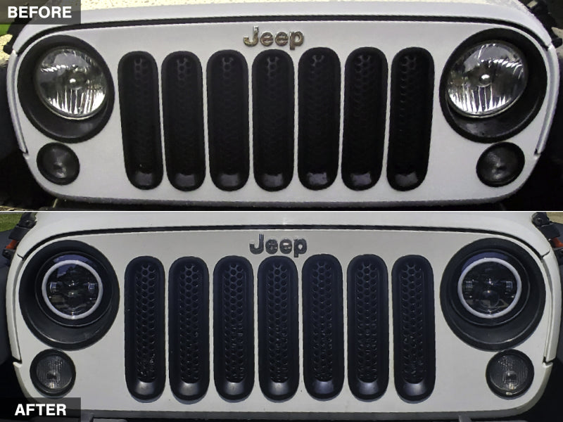 RAXJ121871-Raxiom 07-18 Jeep Wrangler JK LED Halo Headlights- Chrome Housing (Clear Lens)-Headlights-Raxiom