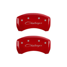 Load image into Gallery viewer, MGP12162SCLSRD-MGP 4 Caliper Covers Engraved Front &amp; Rear Cursive/Challenger Red finish silver ch-Caliper Covers-MGP