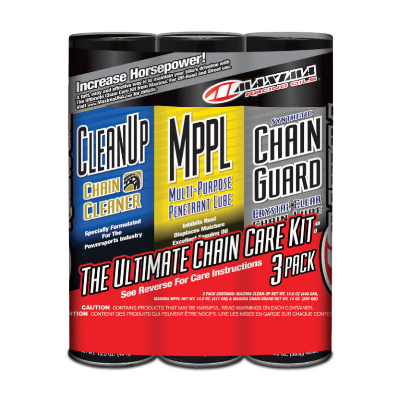 Maxima Synthetic Chain Guard Ultimate Chain Care Combo Kit 3-Pack Aerosol-Chain Oils and Cleaners-Maxima