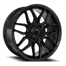 Load image into Gallery viewer, Factory Reproductions FR 401F C8 ZO6 Corvette GB 19x8.5 +56 5x120.65mm 70.3mm Gloss Black – three-quarter view
