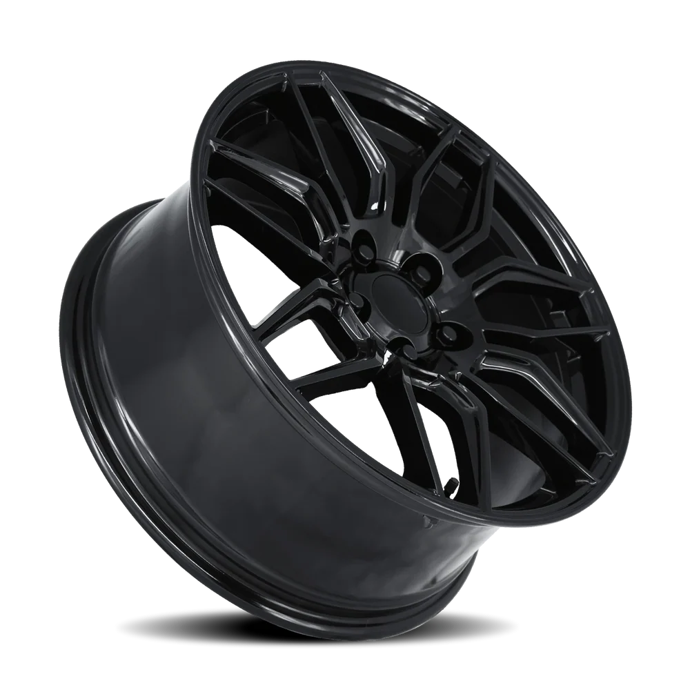 Factory Reproductions FR 401F C8 ZO6 Corvette GB 19x8.5 +56 5x120.65mm 70.3mm Gloss Black – alternate angle 2