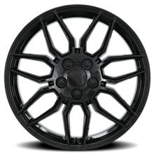 Load image into Gallery viewer, Factory Reproductions FR 401F C8 ZO6 Corvette GB 19x8.5 +56 5x120.65mm 70.3mm Gloss Black – front view