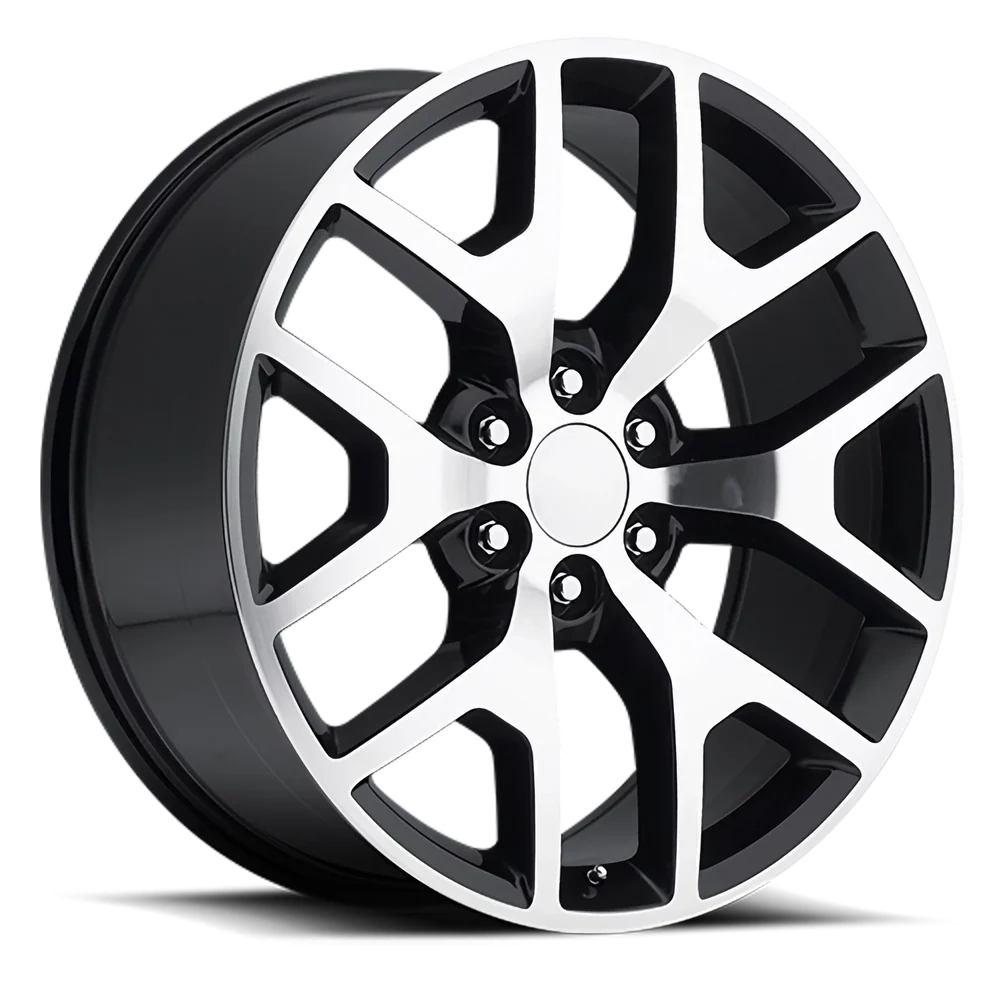 Factory Reproductions FR 44 GMC Sierra Replica GBM 24x10 +31 6x139.7mm 78.1mm Gloss Black Machined Face – wheel product image