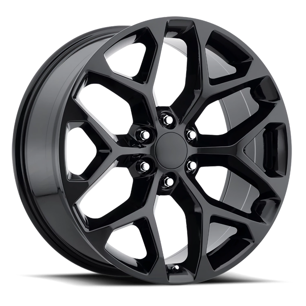 Factory Reproductions FR 59 Chevrolet Snowflake Replica GB 20x9 +27 6x139.7mm 78.1mm Gloss Black - Factory Reproductions 5909