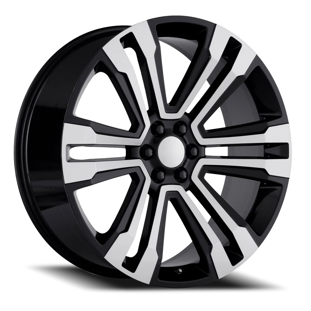 Factory Reproductions FR 72 2017 GMC Denali Replica GBM 26x10 +30 6x139.7mm 78.1mm Gloss Black Machined Face – wheel product image