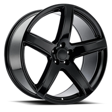Load image into Gallery viewer, Factory Reproductions FR 77 Dodge Hellcat HC2 Replica GB 20x9.5 +18 5x115mm 71.5mm Gloss Black – three-quarter view