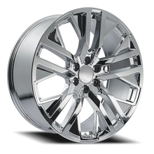 Load image into Gallery viewer, Factory Reproductions FR 96 GMC Carbonpro Replica CH 22x9 +28 6x139.7mm 78.1mm Chrome – three-quarter view