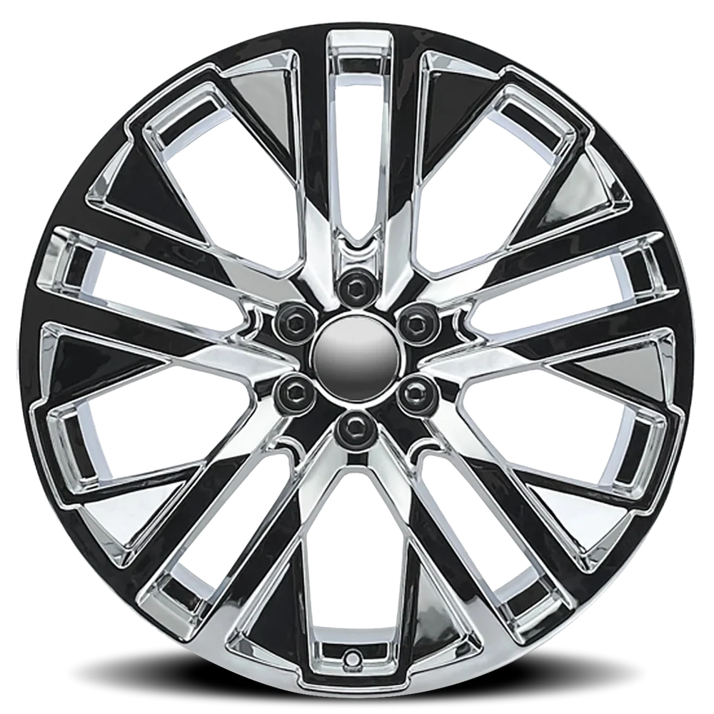 Factory Reproductions FR 96 GMC Carbonpro Replica CH 22x9 +28 6x139.7mm 78.1mm Chrome – front view
