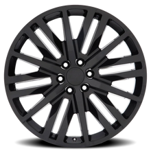 Load image into Gallery viewer, Factory Reproductions FR 97 GM Split 6 Spoke Replica GB 22x9 +28 6x139.7mm 78.1mm Gloss Black – front view