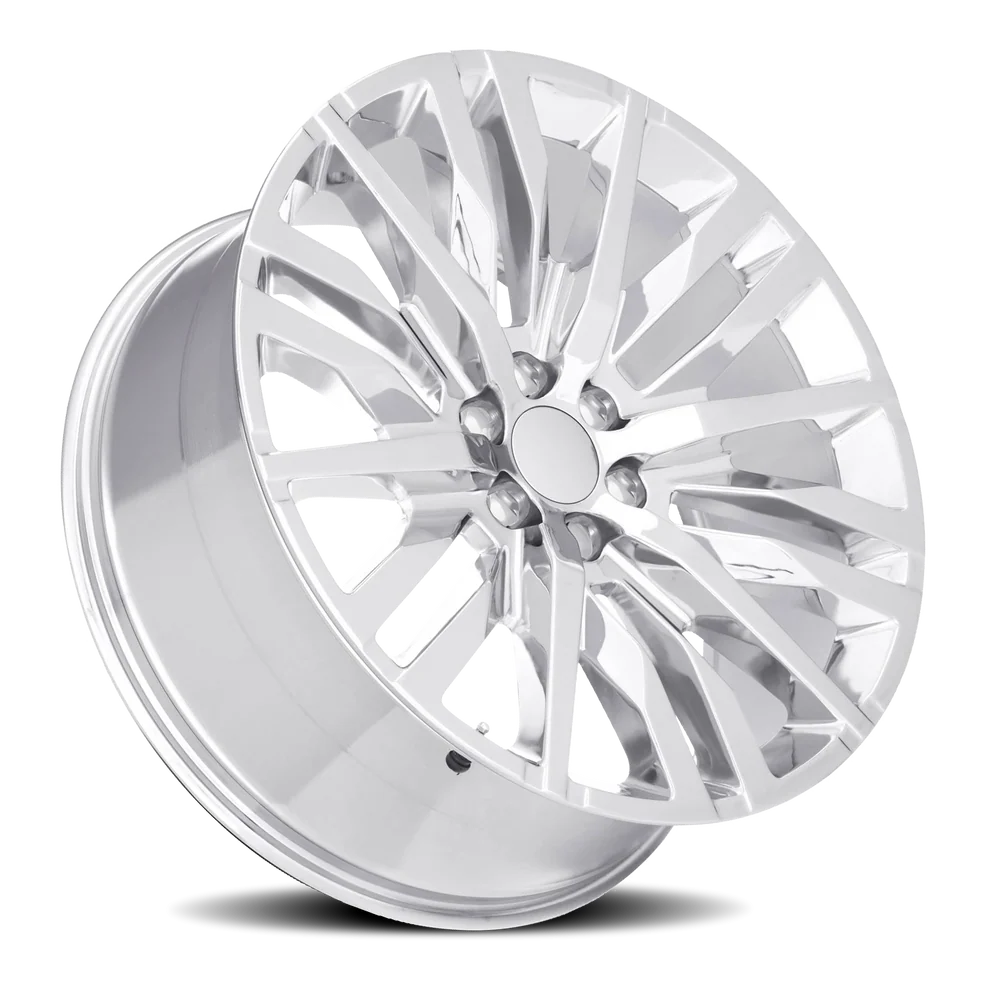 Factory Reproductions FR 97 GM Split 6 Spoke Replica CH 24x10 +31 6x139.7mm 78.1mm Chrome – alternate angle 2