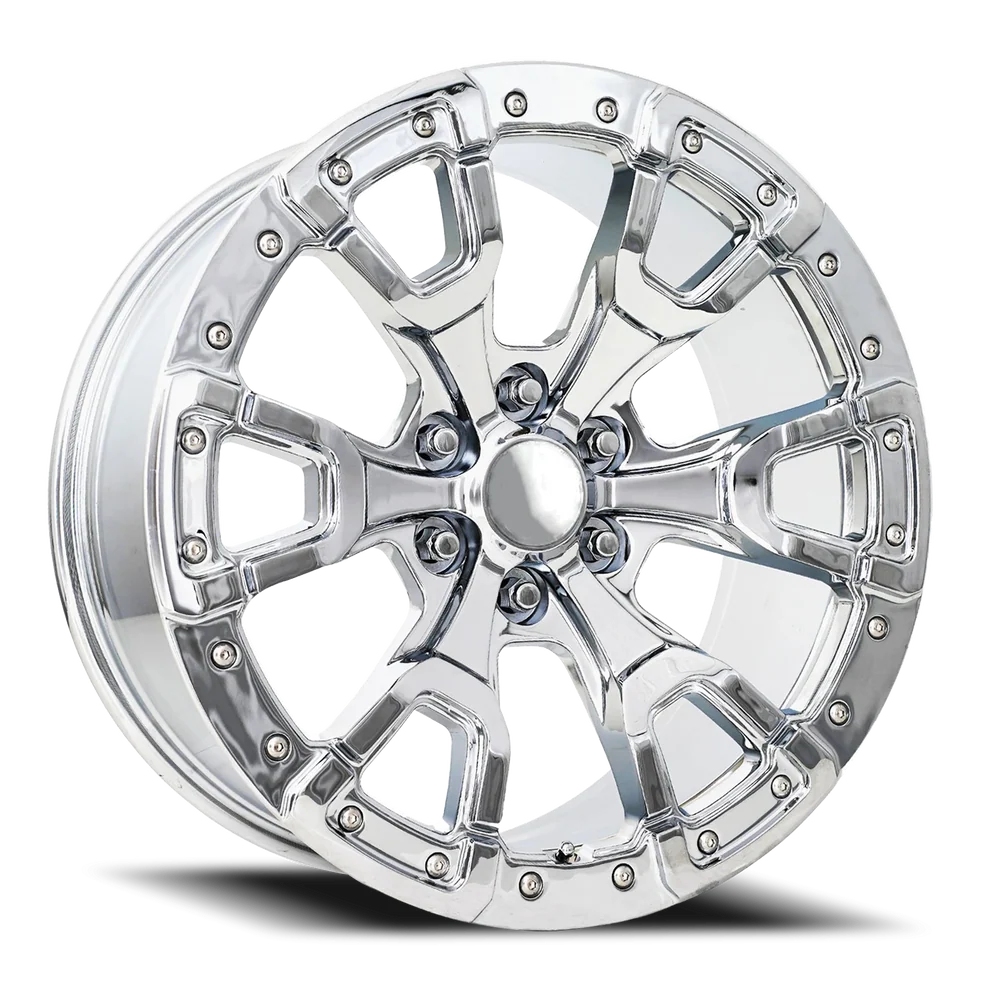 Factory Reproductions FR 99 Ford Bronco Raptor CH 20x9 +20 6x139.7mm 93.1mm Chrome – three-quarter view