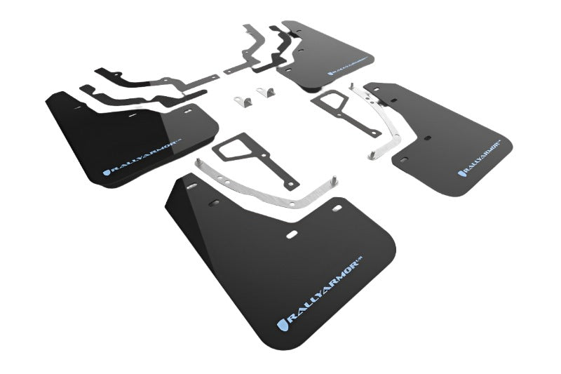 RALMF117-UR-BLK-PBL-Rally Armor 2025+ Hyundai Ioniq 5 N Black Mud Flap w/ Light Blue Logo-Mud Flaps-Rally Armor