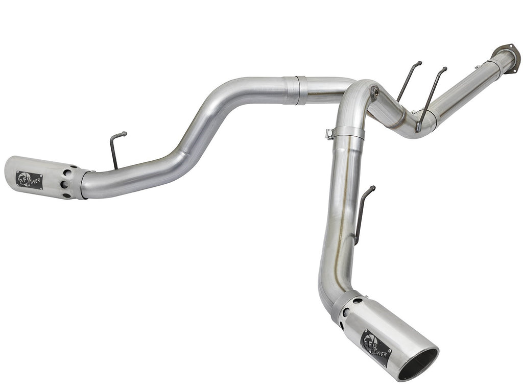 aFe aFe ATLAS 4in DPF-Back Alum Steel Exhaust System w/Polished Tip 2017 Ford Diesel Trucks V8-6.7L (td)