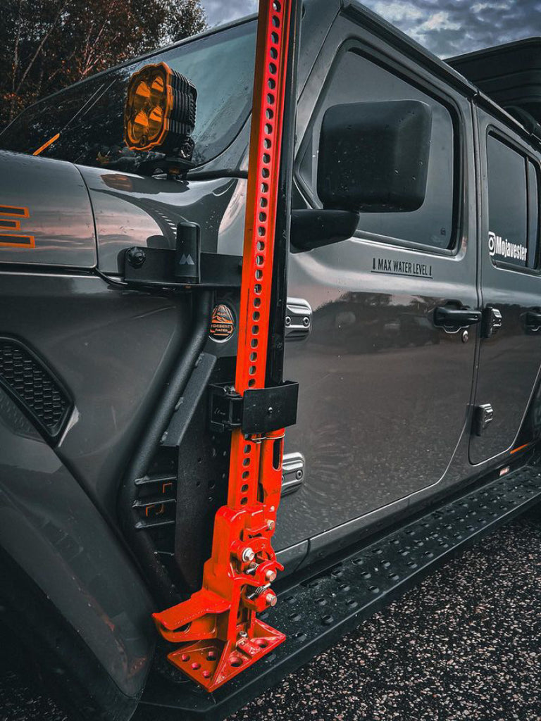 GOR701011T-Go Rhino 18-24 Jeep Wrangler JL/JLU/JT Front Fender Jack Mount for Hi-Lift Jack - Tex. Blk-Jacks-Go Rhino