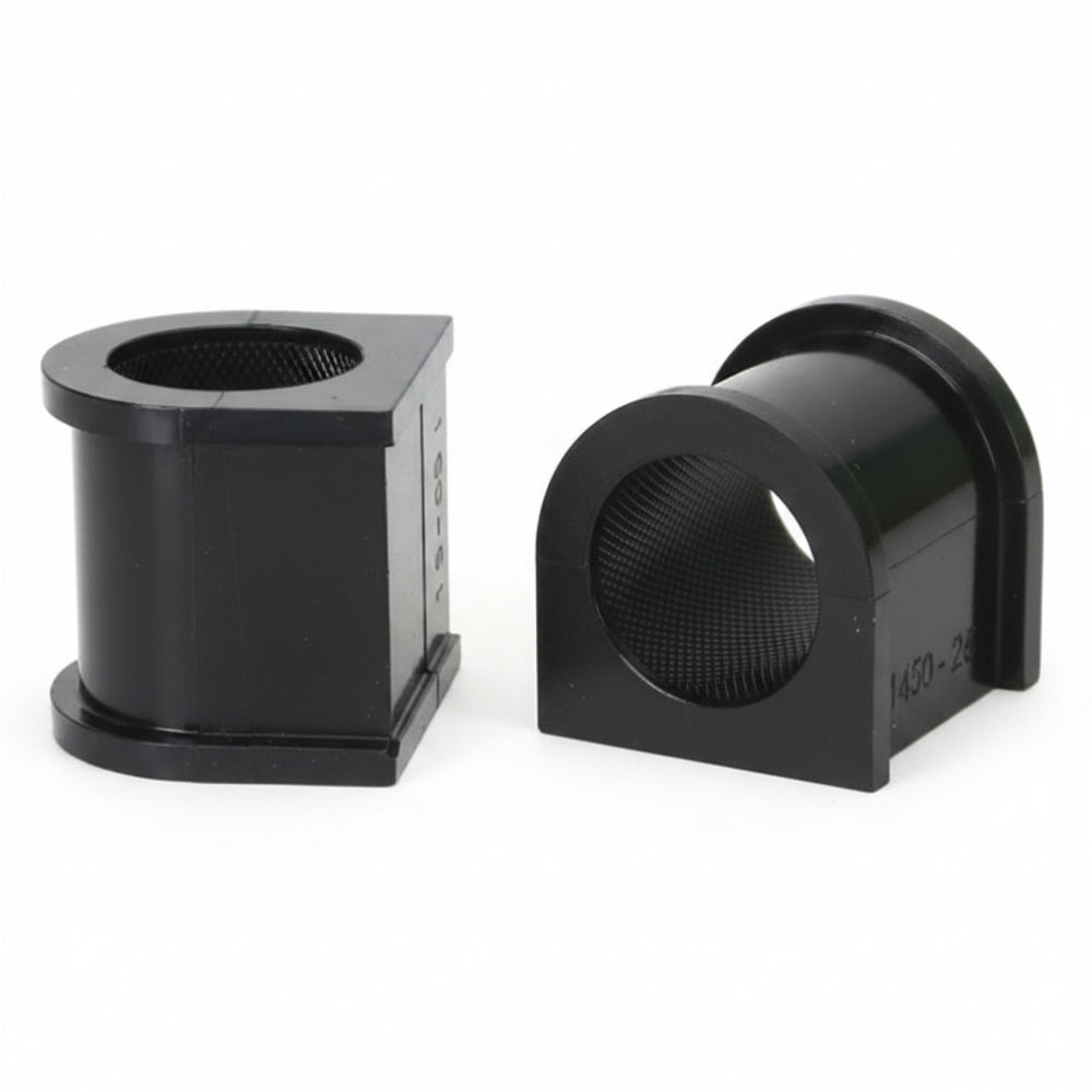 Whiteline 26mm sway bar mount bushing pair, black synthetic elastomer, product studio shot