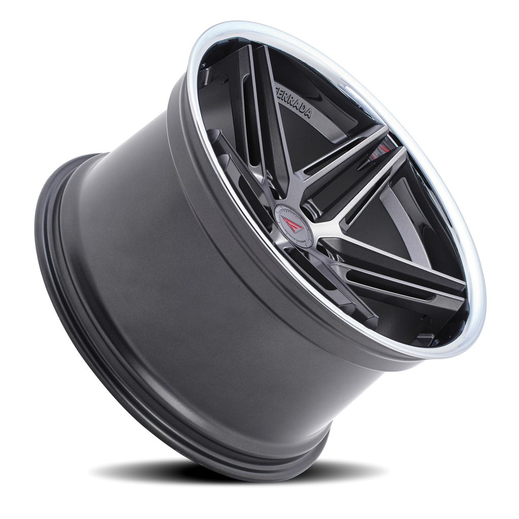 Ferrada CM1 MG 20x10 +28 5x112mm 66.56mm Matte Graphite Chrome Lip - Ferrada Wheels CM120105112MGC28