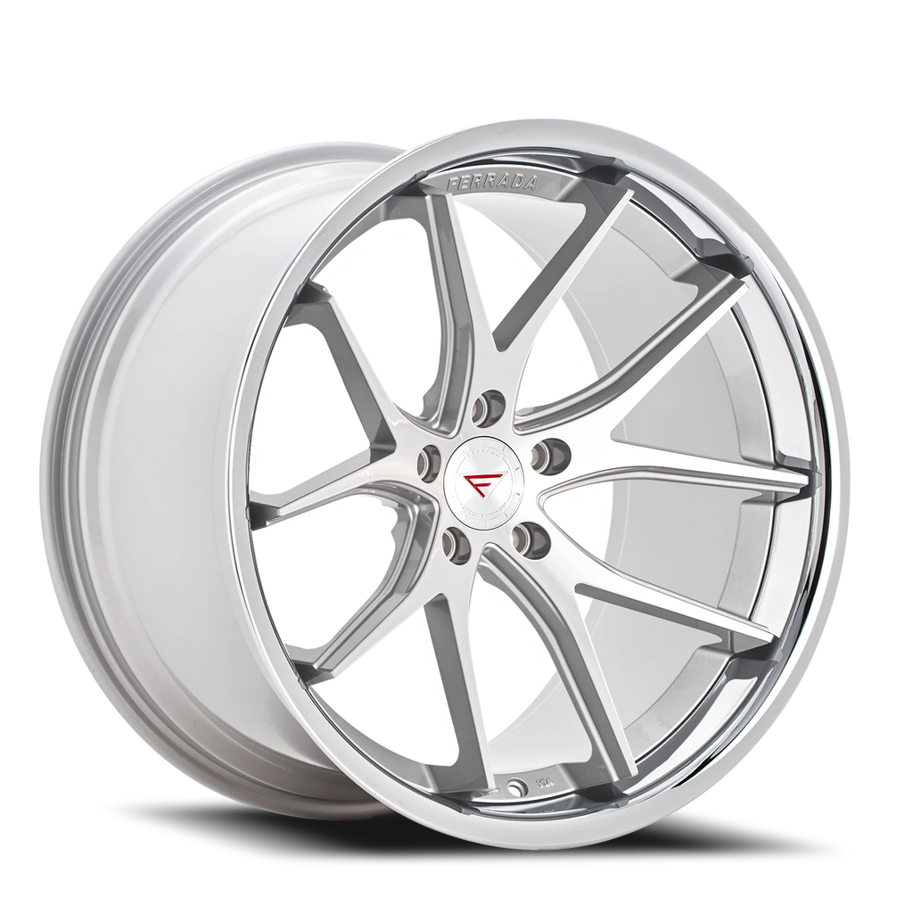 Ferrada FR2 MS 19x8.5 +42 5x112mm 66.56mm Machined Silver Chrome Lip - Ferrada Wheels FR219855112MS42