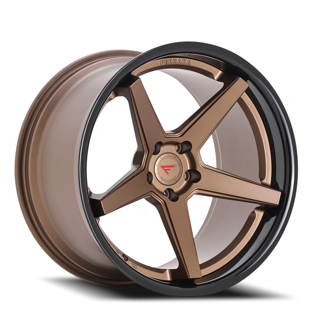 Ferrada FR3 BZ 20x10.5 +28 5x112mm 66.56mm Matte Bronze Gloss Black Lip - Ferrada Wheels FR3201055112BZ28
