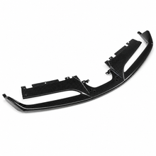 Load image into Gallery viewer, Ferrari 488 carbon fiber front lip in gloss twill weave, angled view showing the raised outer wing and centre flange