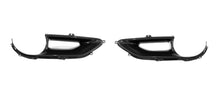 Load image into Gallery viewer, Pair of Ferrari 488 carbon fiber tail light surrounds turned toward the camera showing both apertures