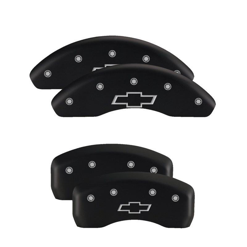 MGP14033SCA5RD-MGP 4 Caliper Covers Engraved Front & Rear Gen 5/Camaro Red finish silver ch-Caliper Covers-MGP