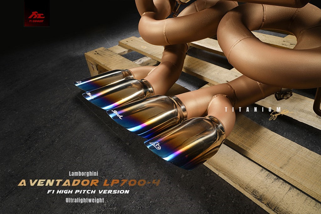 Lamborghini Aventador LP 700-4 F1 High Pitch Titanium Signature Series Exhaust System - Fi Exhaust LM-700F1TI-CBV + TIP-700F1