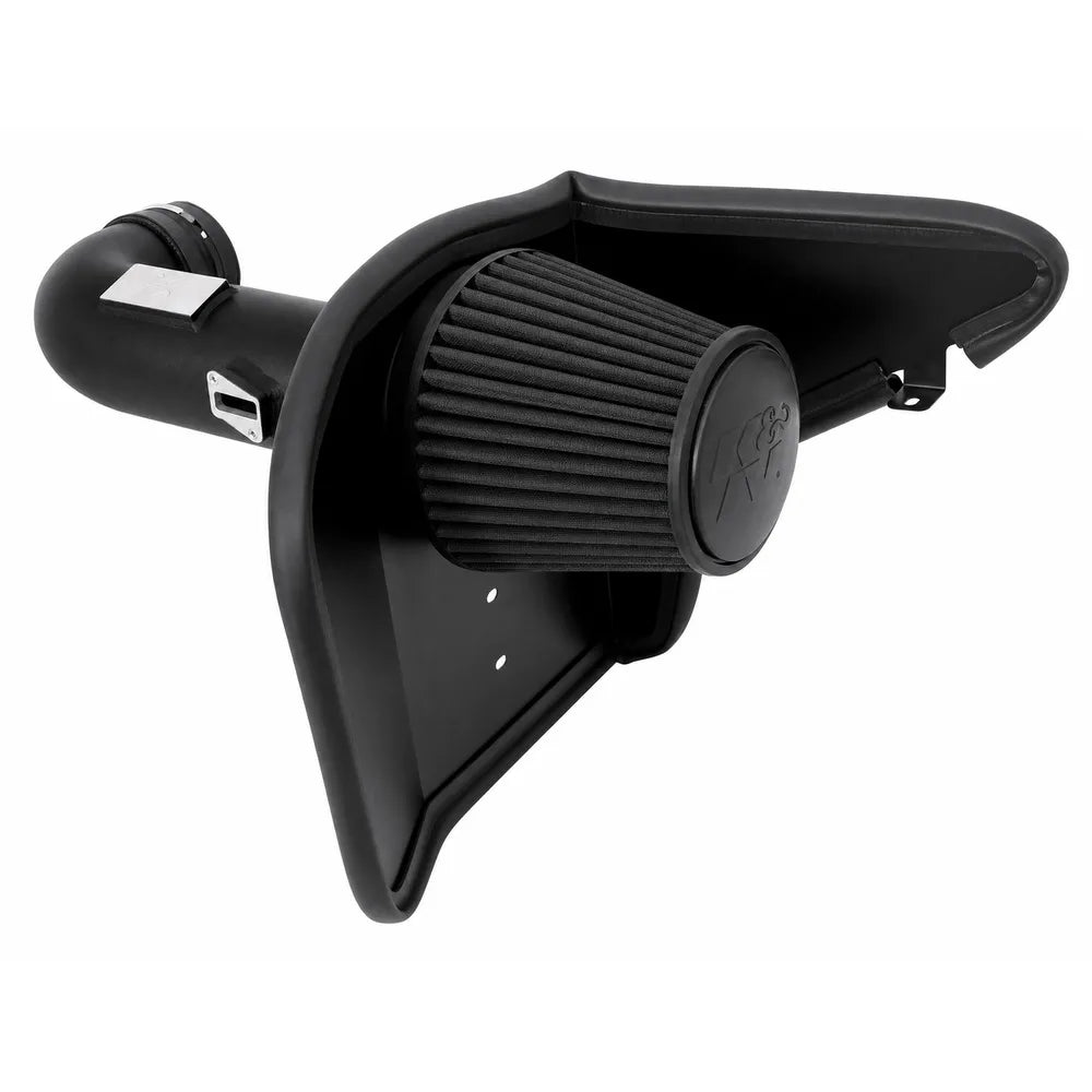 K&N 71-1557 oil-free synthetic filter and heat shield installed in 07-09 Dodge Ram 2500 3500 6.7L Cummins engine bay