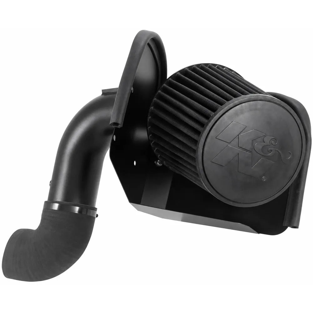K&N 71-1557 Blackhawk intake kit installed view in Dodge Ram 6.7L Cummins engine bay