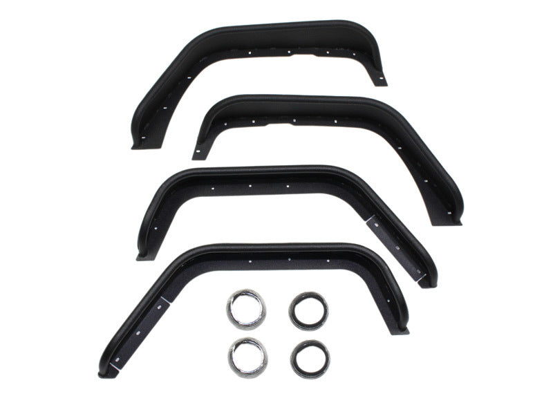Fishbone Offroad 07-18 Jeep Wrangler Front/Rear Tube Fenders - Aluminum Blk Txtrd Pwdrcoat(Set Of 4) - Black Ops Auto Works