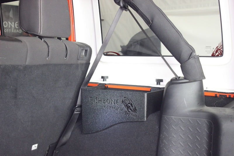 Fishbone Offroad 07-18 Jeep Wrangler JK 4 DR WheelWell Storage Bin - Black Textured Powdercoat Steel Fishbone Offroad FBOFB25081