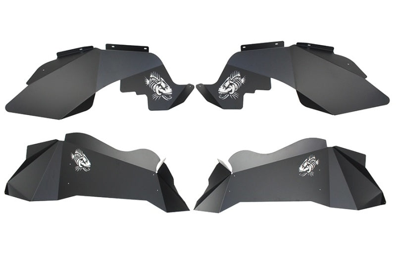 Fishbone Offroad 07-18 Jeep Wrangler JK Logo Aluminum Inner Fenders - Black Powdercoat - Black Ops Auto Works