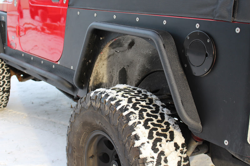 Fishbone Offroad 97-06 Jeep Wrangler TJ Steel Tube Fenders Rear 3In Flare - Blk Textured Powdercoat - Black Ops Auto Works