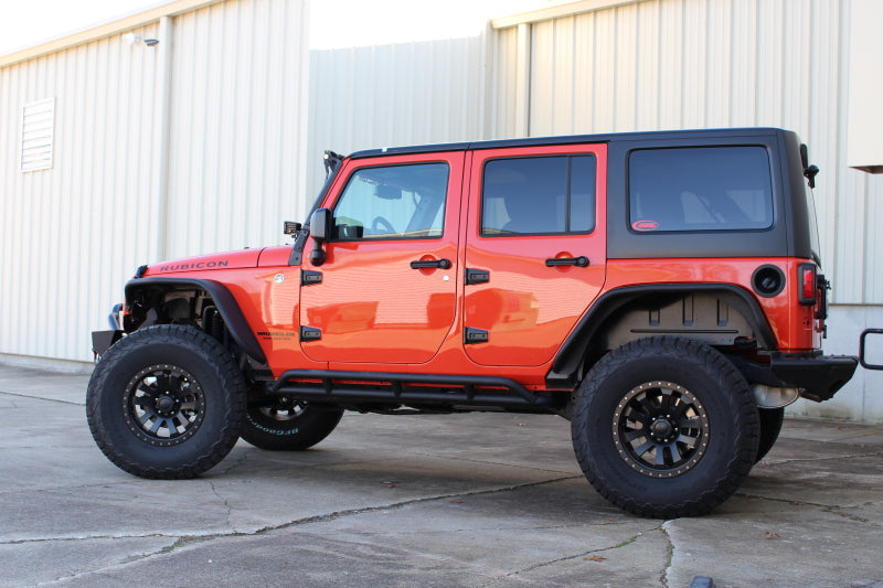 Fishbone Offroad 07-18 Jeep JK 4 Door Wrangler JK Steel Rock Sliders - Blk Textured Powdercoat - Fishbone Offroad FBOFB23009