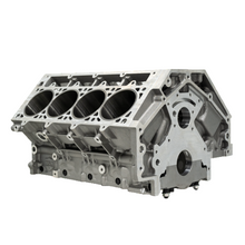 Load image into Gallery viewer, Top deck view of Fleece Freedom Series wet aluminum LSR block showing 4.125" bores