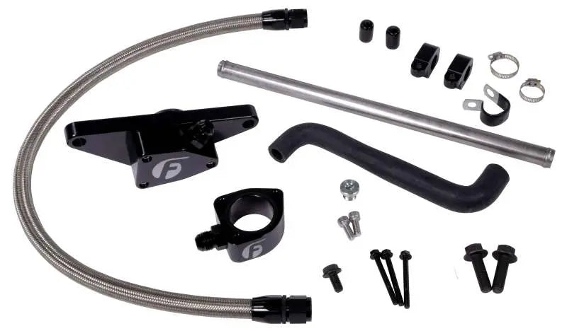Fleece Performance 03-05 Auto Trans Cummins Coolant Bypass Kit w/ Stainless Steel Braided Line - Black Ops Auto Works