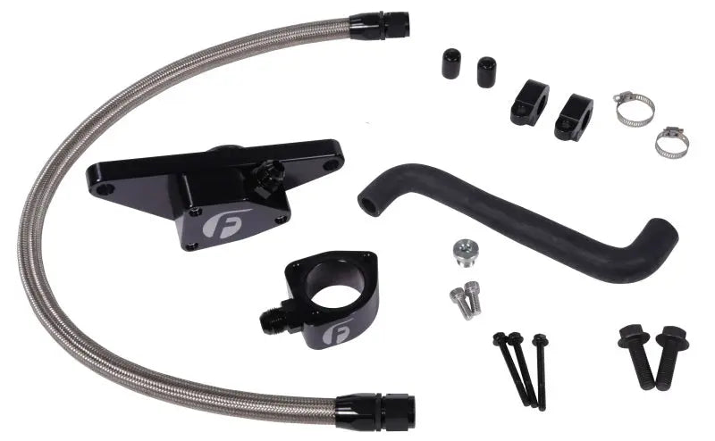 Fleece Performance 06-07 Auto Trans Cummins Coolant Bypass Kit w/ Stainless Steel Braided Line - Black Ops Auto Works