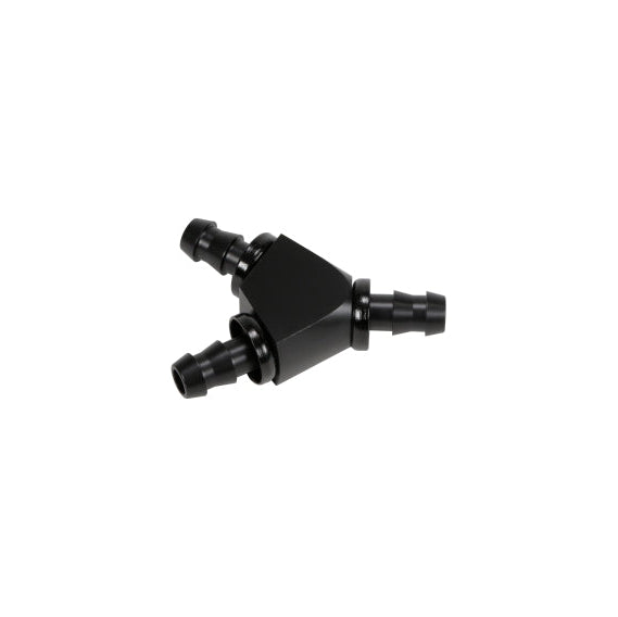 Fleece Performance Universal 3/8in Aluminum Y Barbed Fitting (For -6 Pushlock Hose) - Black Anodized Fleece Performance FPEFPE-FIT-Y06-BLK