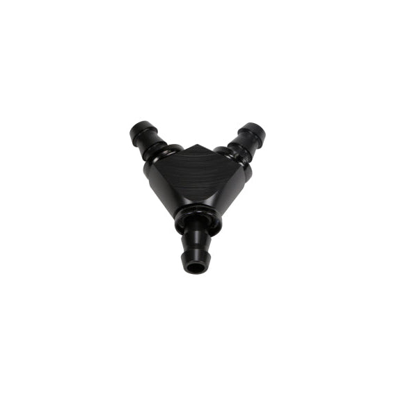 Fleece Performance Universal 3/8in Aluminum Y Barbed Fitting (For -6 Pushlock Hose) - Black Anodized Fleece Performance FPEFPE-FIT-Y06-BLK