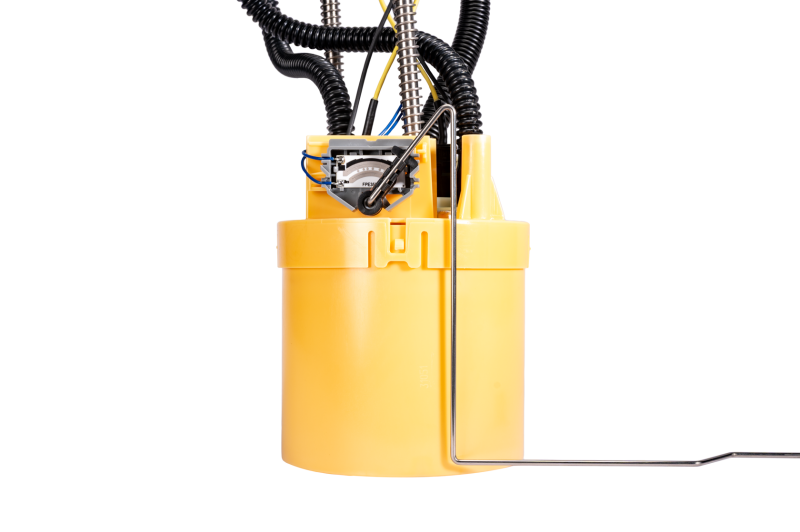 Fleece Performance PowerFlo lift pump, short bed, close-up of pump housing and sending unit float