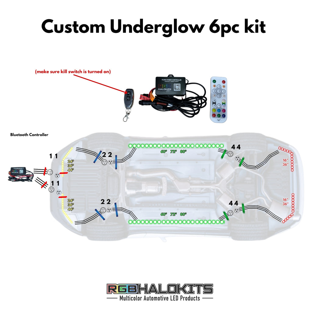 RGB Halo Kits Flow Series LED Underglow Lighting Kit 3.0 | Custom 6pc | Flexible