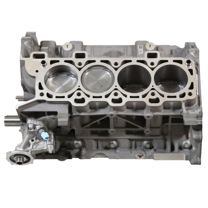 Top view of Ford Racing Gen 3 Coyote Aluminator SC short block showing cylinder bores and pistons