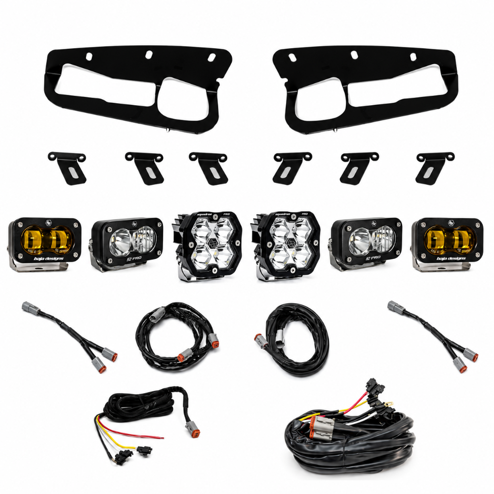 Ford Bronco Baja Designs Squadron Pro and S2 Pro fog light kit with amber SAE lights for road legal and trail-ready lighting