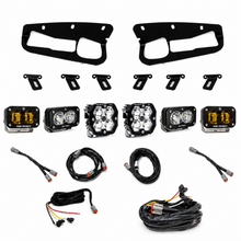 Load image into Gallery viewer, Ford Bronco Baja Designs Squadron Pro and S2 Pro fog light kit with amber SAE lights for road legal and trail-ready lighting