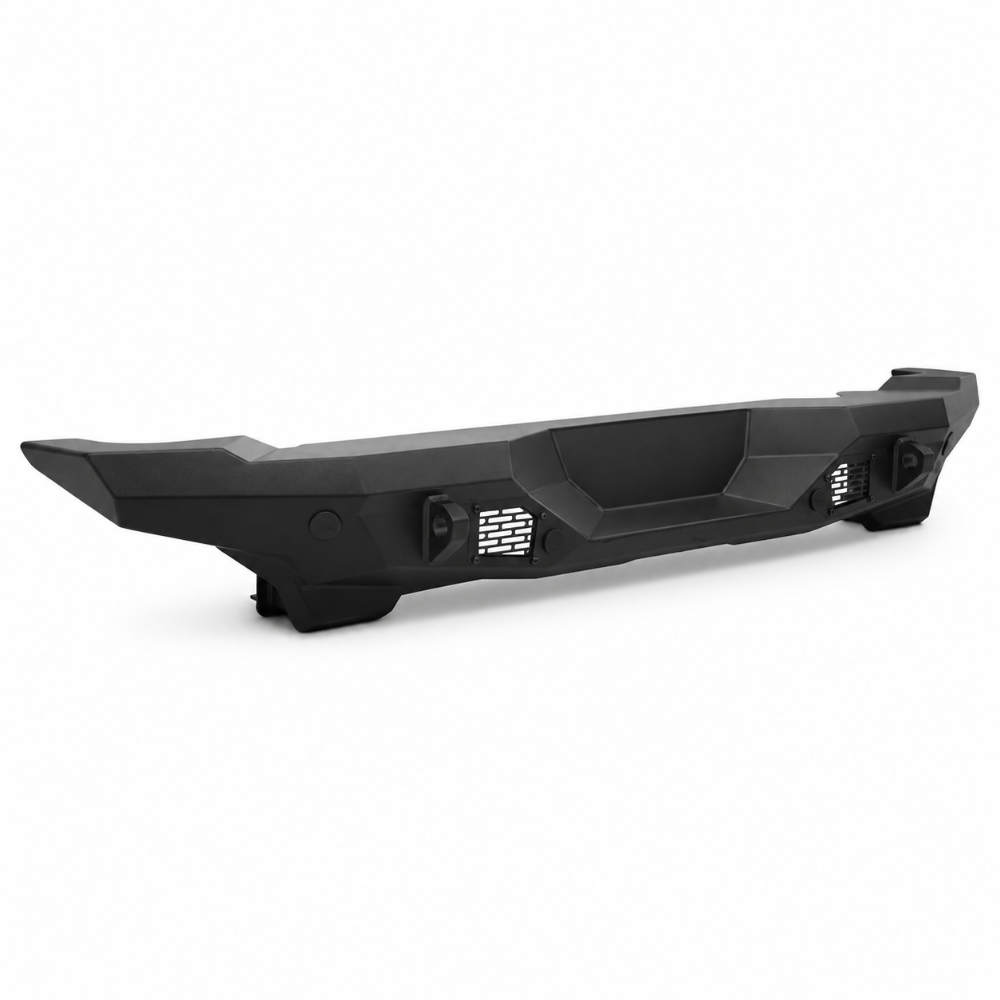 Ford Bronco rear bumper compatible with OEM tire carrier and up to 37-inch spare tire