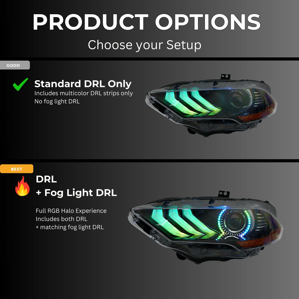 RGB Halo Kits Ford Mustang Multicolor Flow Series DRL Boards (2018-2023)