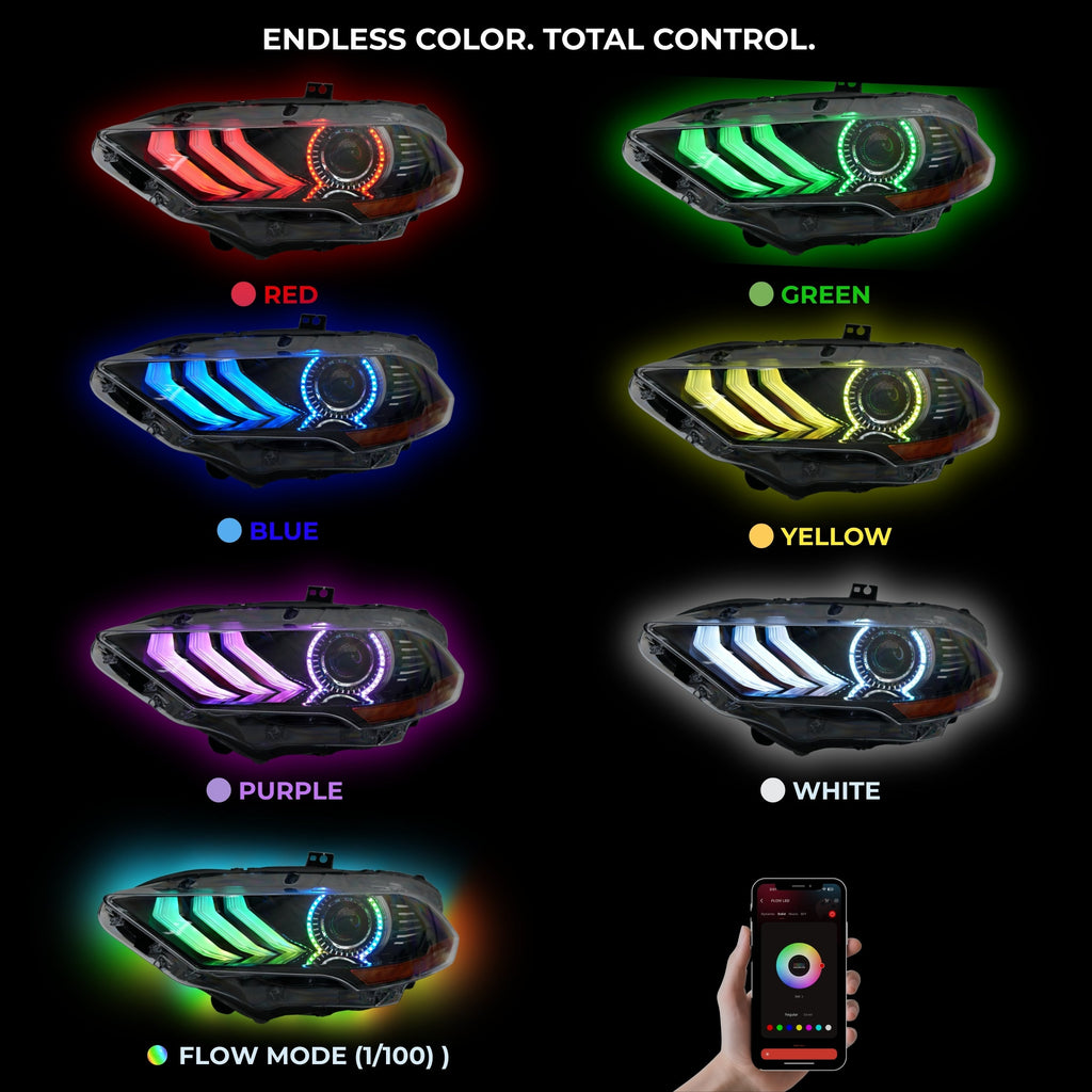 RGB Halo Kits Ford Mustang Multicolor Flow Series DRL Boards (2018-2023)