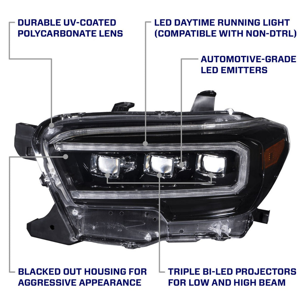 Form Lighting - 2016-2023 Toyota Tacoma Sequential LED Projector Headlights with White DRL (pair) - Form Lighting FL0001